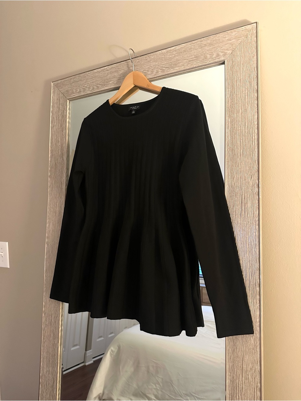 Current Air Anthropologie Black Peplum Long Sleeve Blouse Size Large